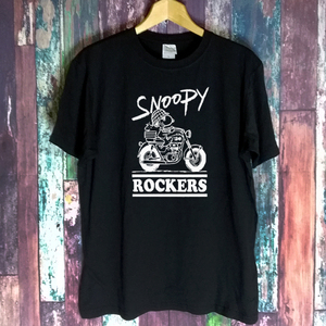 送込　SNOOPY ROCKERS　スヌーピーロッカーズ　半袖Tシャツ　黒　XLサイズ