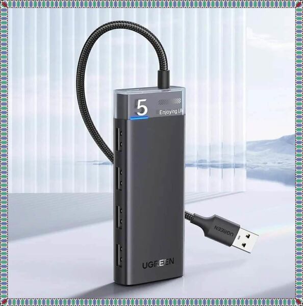 UGREEN USB3.0 ハブ USB ハブ スリム設計 4ポート 軽量 5Gbps高速データ転送 バス/セルフパワー USB C充電 USB3.0拡張