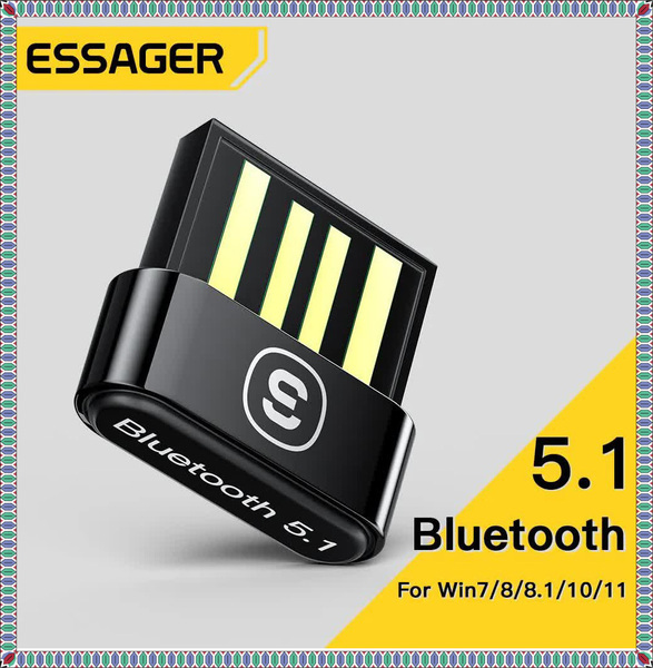 Essager-Bluetooth 5.1 USBアダプター,PC,ラップトップ,デスクトップコンピューター用のドングル付きワイヤレスヘッドフォン
