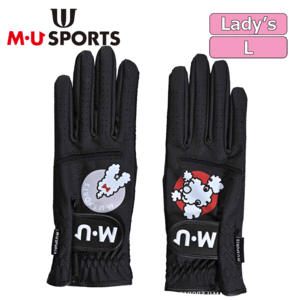 【レディース】M・U SPORTS トンネルモチーフ 両手グローブ 703J6800【MUスポーツ】【ブラック】【Lサイズ】【GolfGlove】