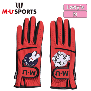 【レディース】M・U SPORTS トンネルモチーフ 両手グローブ 703J6800【MUスポーツ】【レッド】【Mサイズ】【GolfGlove】