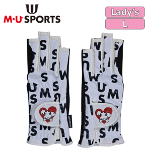 [ женский ]M*U SPORTS MU Logo общий рисунок обе рука перчатка палец . нет 703J6804[MU спорт ][ белый ][L размер ][GolfGlove]