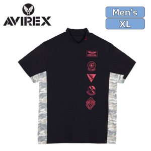 AVIREX GOLF S/S ワッペン モックシャツ AVG3S-AP13【アヴィレックス】【ゴルフ】【半袖】【Navy】【XLサイズ】【Wear】