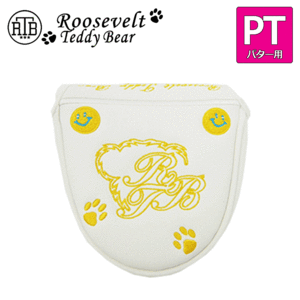 ROOSEVELT TEDDY BEAR マレット型パター用 ヘッドカバー【ルーズベルト】【ティディベア】【カバー】【ホワイト/イエロー】【HeadCover】