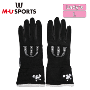 [ женский ]M*U SPORTS Kirakira узор флис обе рука перчатка 703J6808[MU спорт ][ черный ][L размер ][GolfGlove]