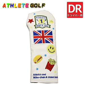 ATHLETE GOLF ドライバー用 ヘッドカバー【アスリート】【ゴルフ】【460cc対応】【キャットハンド】【ホワイト】【HeadCover】