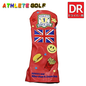 ATHLETE GOLF ドライバー用 ヘッドカバー【アスリート】【ゴルフ】【460cc対応】【キャットハンド】【レッド】【HeadCover】