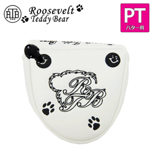 ROOSEVELT TEDDY BEAR マレット型パター用 ヘッドカバー【ルーズベルト】【ティディベア】【カバー】【ホワイト/ブラック】【HeadCover】