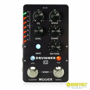 最落無し! Mooer　DRUMMER X2　/ a45360　11ジャンル、各11のリズムタイプを収録した、コンパクトで機能的なドラムマシンペダル！　1円