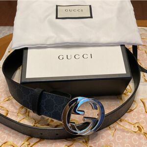 GUCCI グッチ ベルト バックル　モノグラム　箱&巾着袋付き