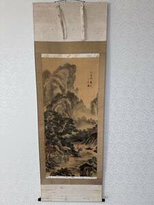  China water ink picture Tang person pine .. map . seal Tang thing hanging scroll antique 111x49cm