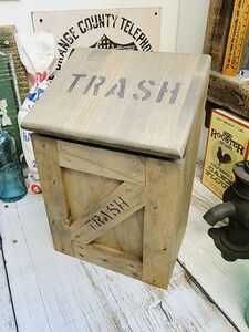ミニ　トラッシュボックス　（Bタイプ/茶）　アメリカ雑貨　アメリカン雑貨　ゴミ箱　おしゃれ　カントリー雑貨　ナチュラル