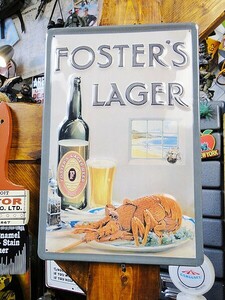 世界のお酒　3Dパブサイン　（フォスターラガー・ロブスター）　アメリカ雑貨　アメリカン雑貨　サインプレート　ティンサインボード