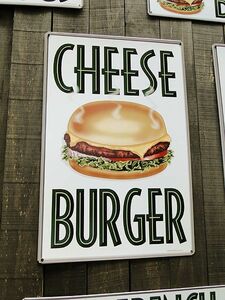 ハンバーガーショップシリーズ　U.S.ヘヴィースチールサイン　（チーズバーガー/Lサイズ）　アメリカ雑貨　アメリカン雑貨