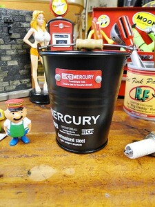 マーキュリーミニバケツ　（マットブラック）　■　アメリカン雑貨　アメリカ雑貨　MERCURY　男前　生活雑貨　小物入れ　ペンスタンド