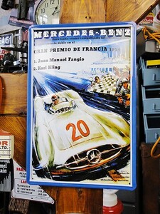 世界の名車＆クラシックカー　3Dメタルサイン　（メルセデスGP　フランシア1954　フランス）　アメリカン雑貨　アメリカ雑貨