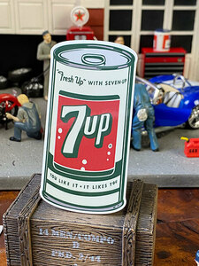 セブンアップ　オフィシャルロゴステッカー　（50年代ロゴ/缶ホワイト）　7UP　■　アメリカン雑貨　アメリカ雑貨
