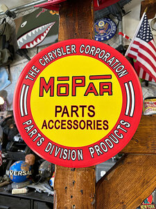 MOPAR　モパー　ラウンド型ブリキ看板　（PARTS DIVISION PRODUCTS）　■　アメリカン雑貨　アメリカ雑貨