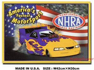 NHRA　（FASTEST MOTORSPORT）　ブリキ看板　■　アメリカン雑貨　アメリカ雑貨