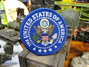 アメリカ合衆国ロゴ　ミリタリーワッペン　（ラウンドS/ブルー）　アメリカ雑貨　アメリカン雑貨　アメリカ　アルファベット　ミリタリー