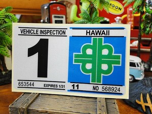 ハワイの車検バンパーステッカー　レプリカ　（1月）　アメリカ雑貨　アメリカン雑貨