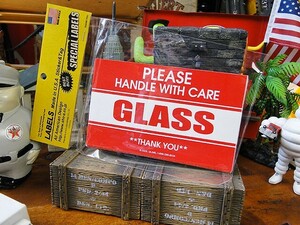 アメリカのパッキングラベル　Lサイズ　（取扱注意/GLASS）　単品1枚　■　アメリカン雑貨　アメリカ雑貨