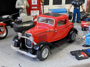 1932年フォード　3ウィンドウ　クーペ　ダイキャストミニカー　1/34スケール　（レッド）　■　アメリカン雑貨　アメリカ雑貨