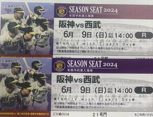 6/9( day ) light out .2 pieces set Hanshin VS Seibu suspension compensation equipped Koshien 