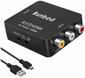 RCA to HDMI変換コンバーター Runbod AV to HDMI 変換器 コンポジット3色端子 から hdmi 変換アダ