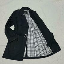 【１円～】希少バーバリー BURBERRY BLACK LABEL ★大人気デザイン★ブラックトレンチコート ノバチェックベルト付　サイズM_画像1