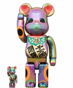 BE@RBRICK 招き猫 開運・千万両 黒透明メッキ 100％ & 400％