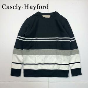 casely-hayford ケイスリーヘイフォード メンズ ボーダー トップス トレーナー 裏起毛 XS ブラック×グレー×ホワイト Uネック ポルトガル