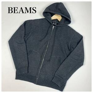 BEAMS ビームス ジップ付きパーカー メンズ グレー 古着 M トップス グレー フィーディー 春 秋 冬 アウトドア 部屋着