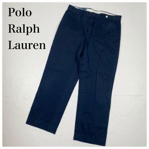Polo by Ralph lauren ポロ ラルフローレン ズボン 33/30 ネイビー ポロ スラックス 紺 カジュアル メンズ 古着 テーパード コットン100