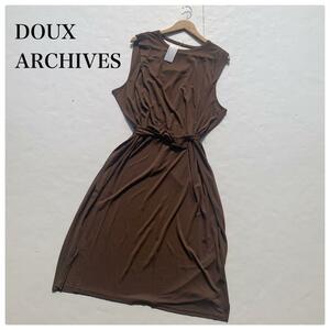 DOUX ARCHIVES ドゥアルシーヴ ブラウン ノースリーブ ワンピース M ベルト付き タグ付き レディース スカート 