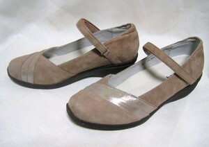 * new goods 25EE*BENEBISbene screw! original leather * Wedge sole * comfort shoes * gray ju*