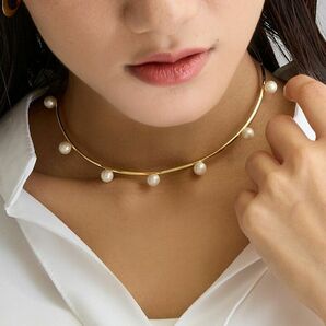 新品 人気 ランキング一位 ネックレス 日本製 ネックカフ パール ニッケルフリー シルバー　18k ネクレス 真珠 