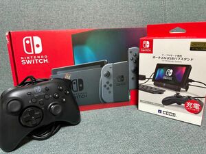 Nintendo Switch グレー + ホリパッド + ポータブルUSBハブスタンド