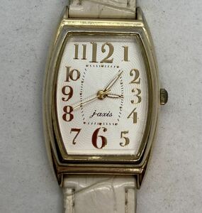 314-0487 J-AXIS 腕時計 革ベルト ホワイト 電池切れ 動作未確認