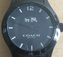 292-0598 COACH コーチ　レディース腕時計　金属ベルト　クオーツ　黒　ブラック　CA.79.7.34.1004 電池切れ　動作未確認_画像1