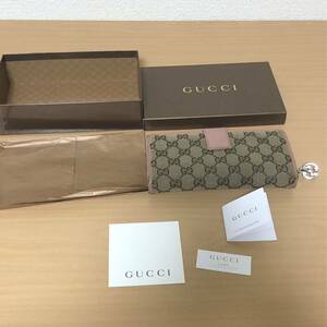 296-0122 GUCCI グッチ 長財布 シマ 233024 ピンク