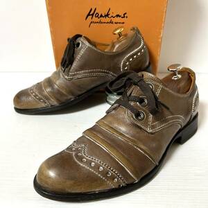 【BOX付】HAWKINS ホーキンス　レースアップシューズ　レザーシューズ　革靴　39 24.5cm ブラウン　＊U