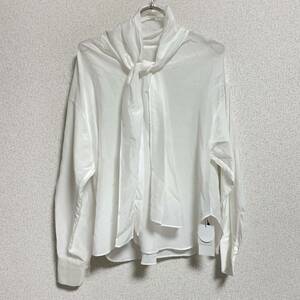 [ tag attaching / regular price ¥21000-] ROPE Rope rom and rear (before and after) 2WAY bow Thai blouse long sleeve shirt white lady's size inscription 38 M corresponding *15