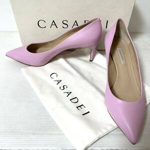 [ new old goods /BOX/ storage BAG attaching ]Casadeikasati pumps heel pumps 38 24cm pink *DG