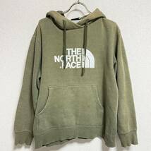 THE NORTH FACE ノースフェイス ロングスリーブパーカー フーディー プルオーバー 刺繍ロゴ カーキ メンズ サイズM ＊23_画像2