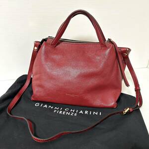 【収納袋付】GIANNI CHIARINI ジャンニ キアリーニ　ショルダーバッグ 2WAY ハンドバッグ レッド　＊26