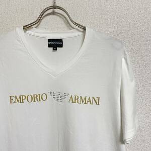 EMPORIO ARMANI エンポリオアルマーニ ショートスリーブTシャツ カットソー プルオーバー Vネック 半袖 ホワイト レディース サイズXL ＊58