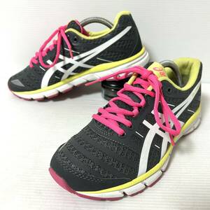 【新品同様】asics アシックス　ランニングシューズ TJA320 スニーカー 23.5cm メッシュ　グレー　ピンク　＊69