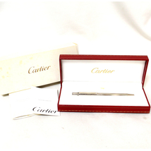 超美品 Cartier カルティエ マスト ボールペン ツイスト式 シルバー 筆記確認済み ギャランティー 保存箱付き_画像1