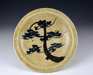 [ warehouse c7117] old fine art . Seto pine map stone plate Edo end 